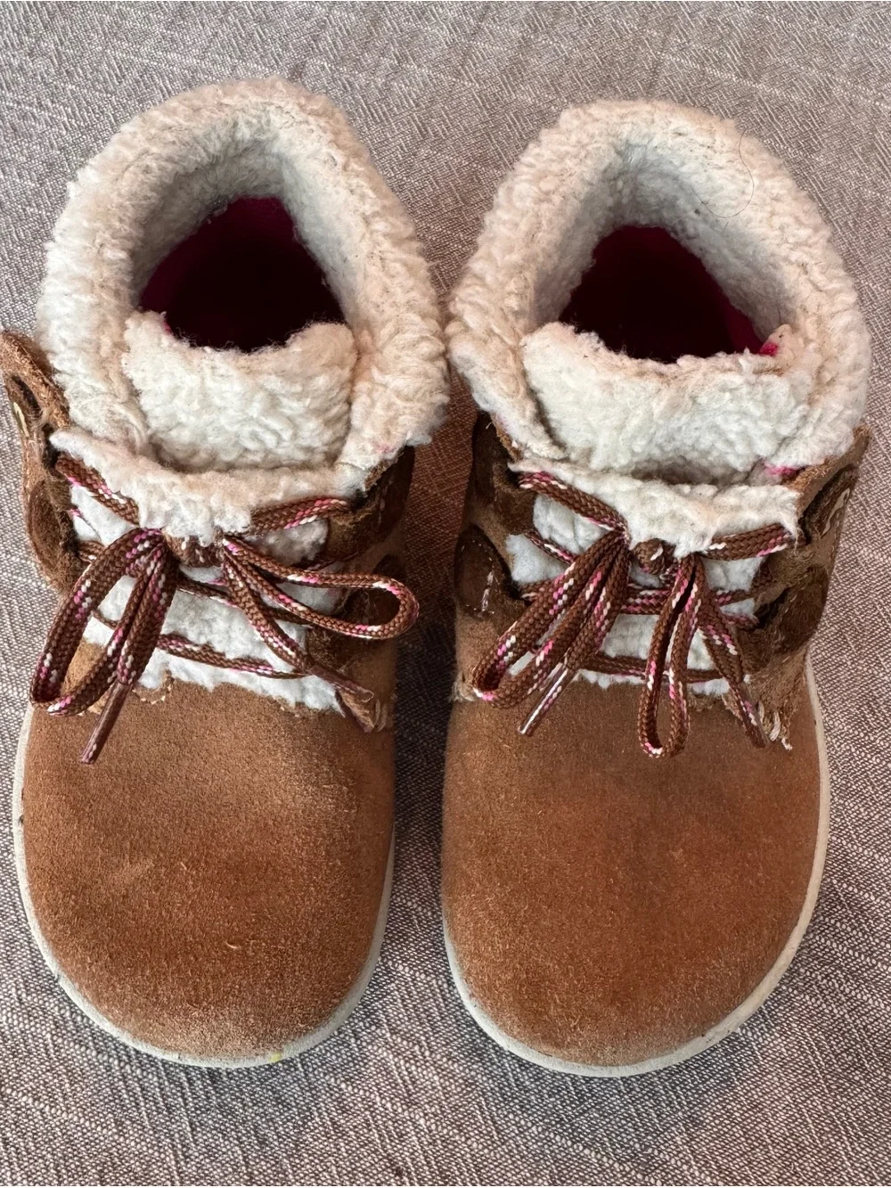 Merrell Bare Steps Kids Winter Boots US 7.5 Leather Suede Upper Faux Fur Ankle